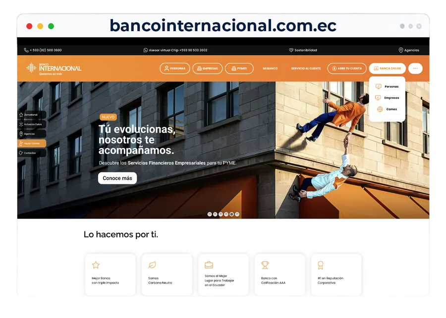 Ejemplo de sitio con dominio .ec